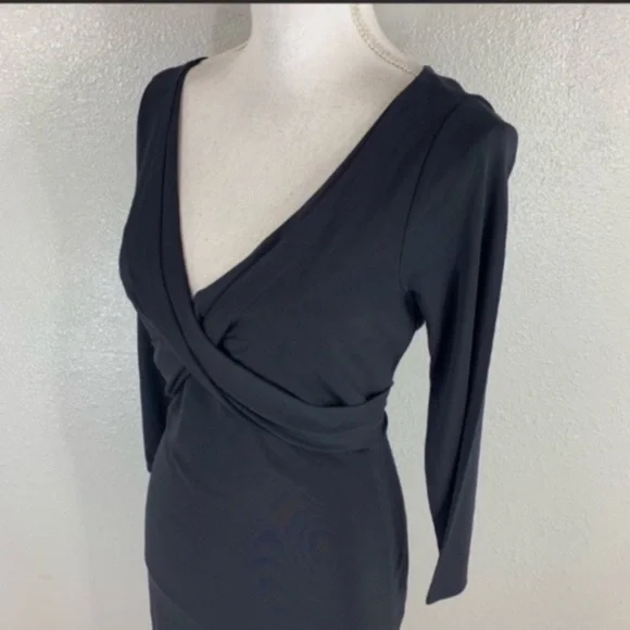 NWT Ann Taylor black cross front midi dress C.C25 - Picture 3 of 7